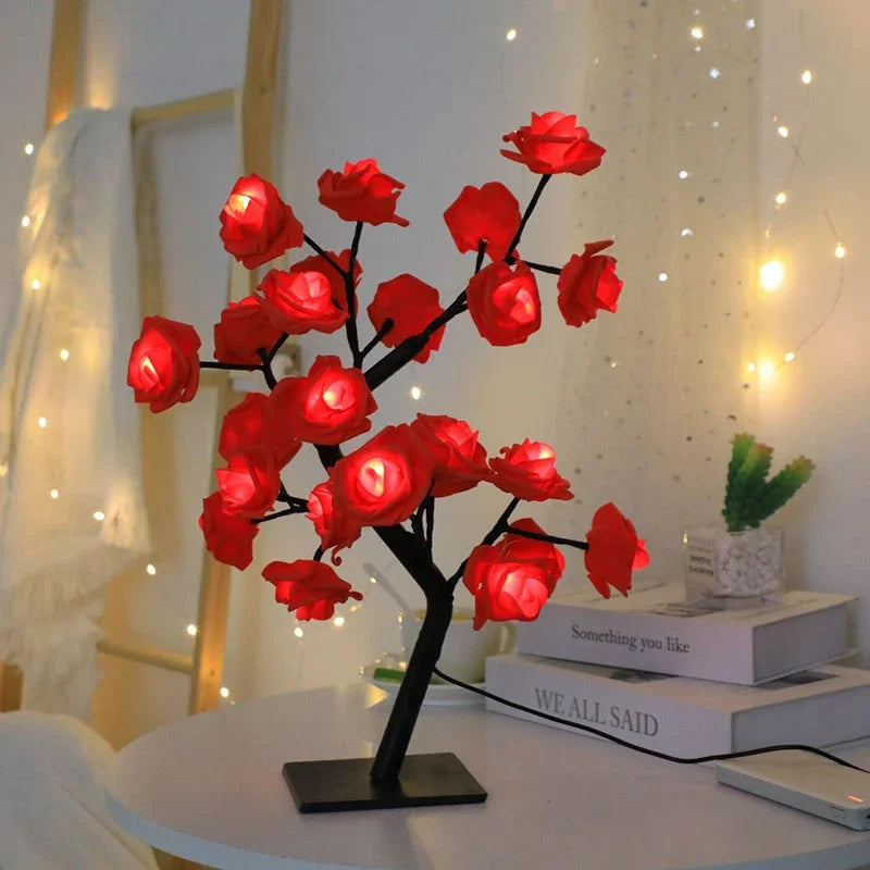 Enchanted Evenings Ambient Resin Blossom Rose Tree Lamp for Romantic and Festive Ambiance