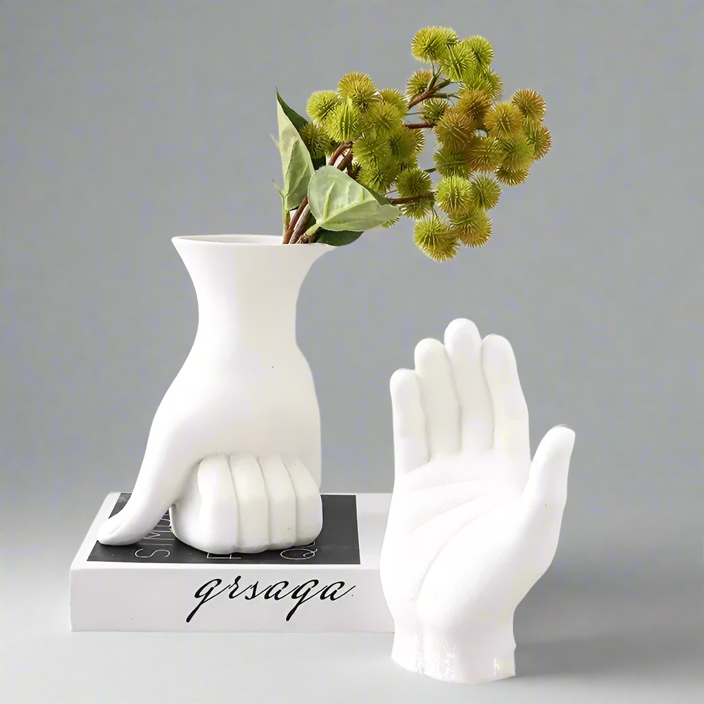 PalmVessel Expressive Ceramic Vases with Symbolic Flair