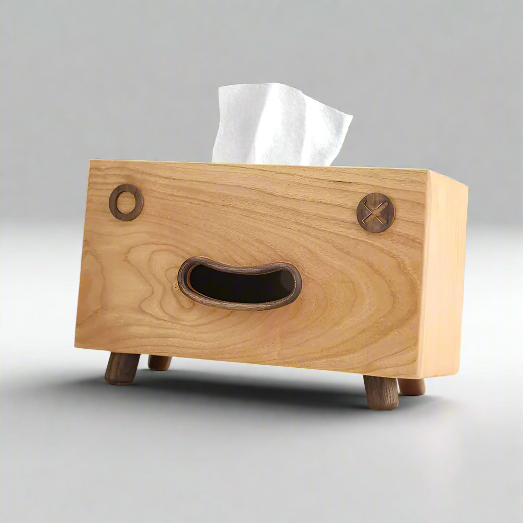 CheerfulCherry Smiling Wooden Tissue Dispenser for Stylish Interiors