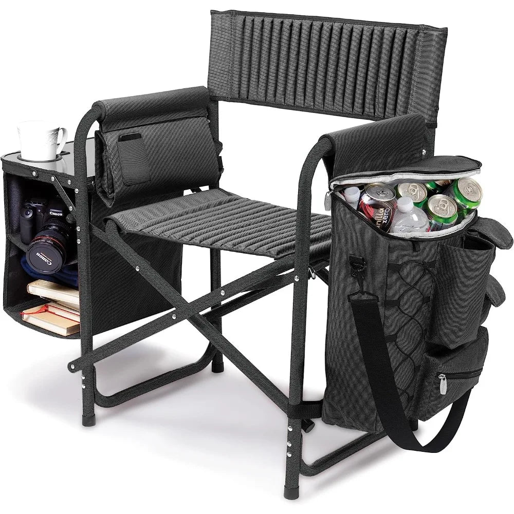 Nomad's Retreat Deluxe Folding Chair with Integrated Accessories for Home and Outdoors