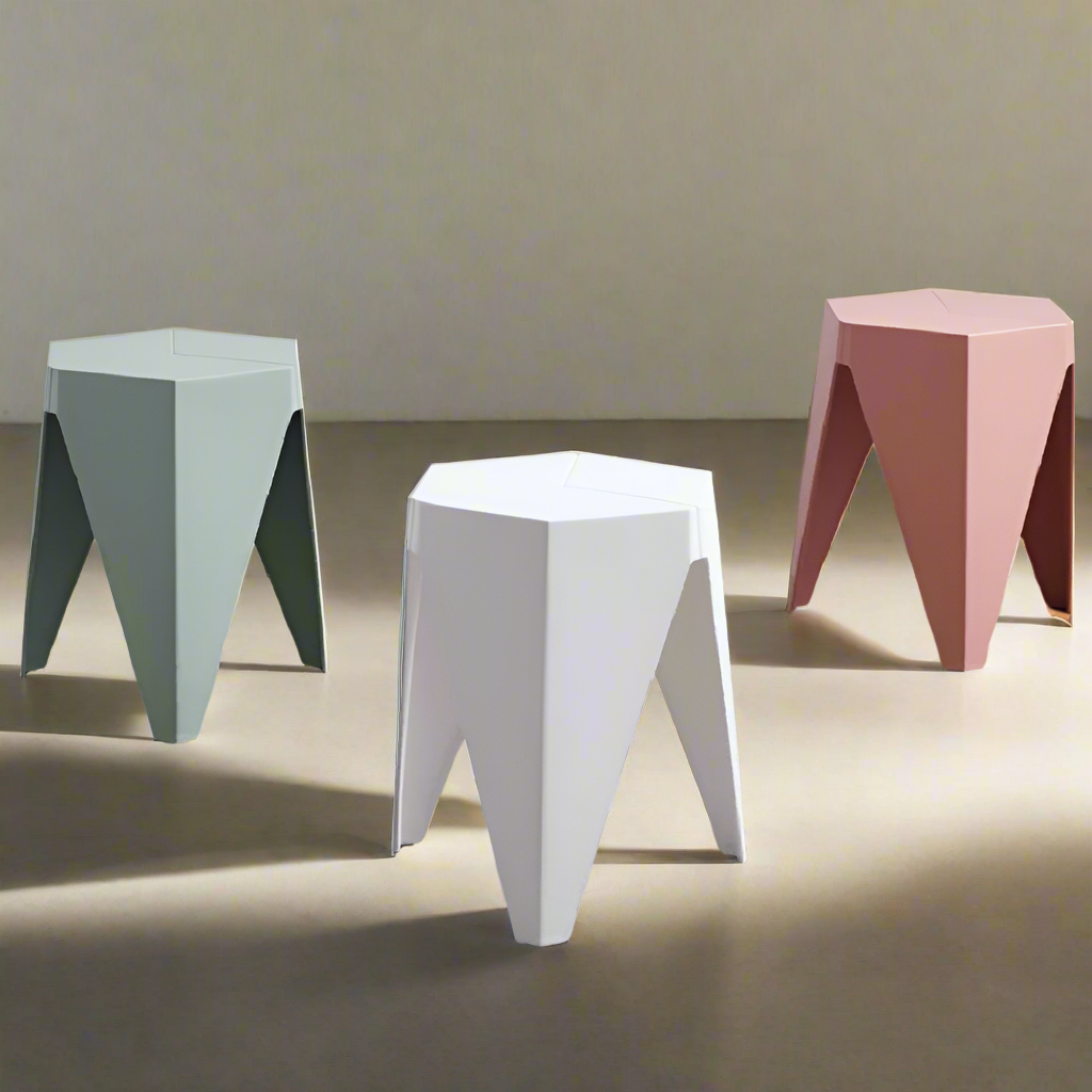 PrismSeat Contemporary Low Stool with Angular Design