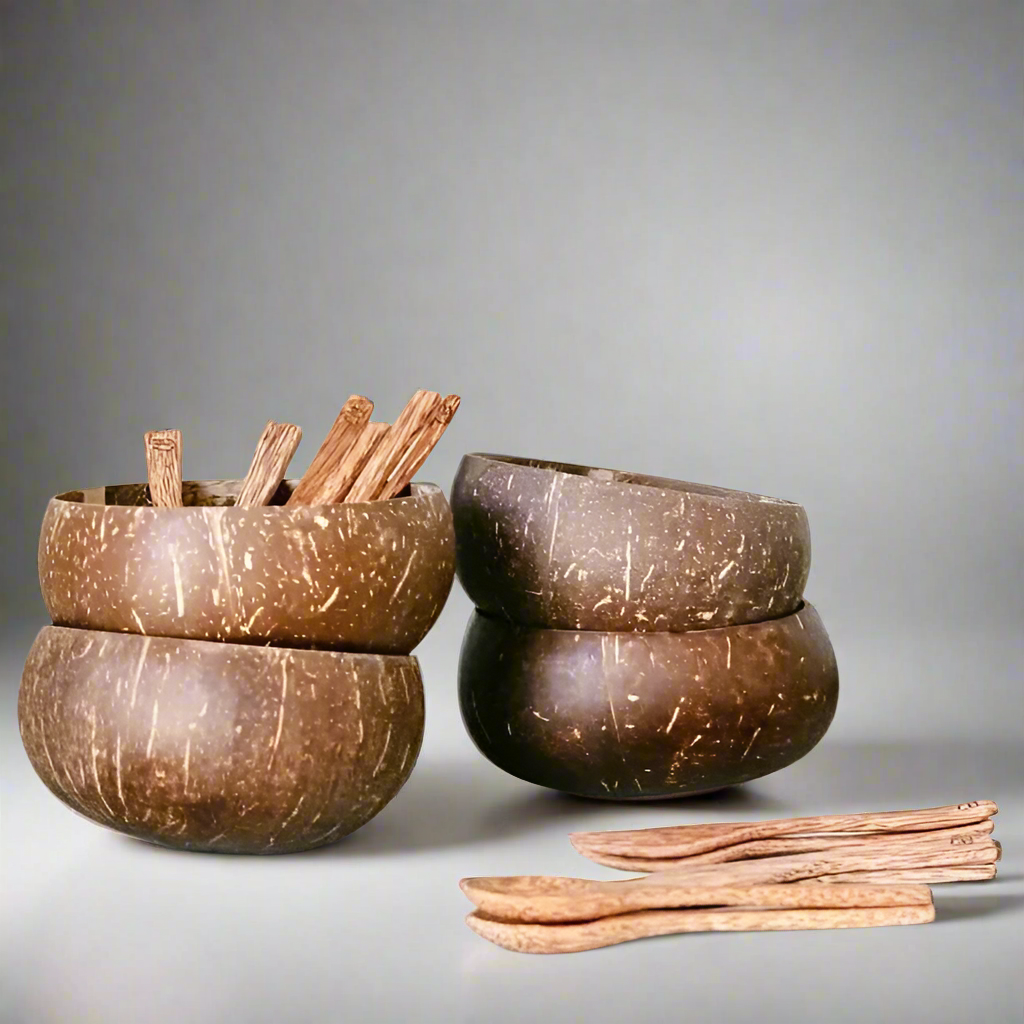 CocoCuisine Handcrafted Coconut Shell Bowls for Sustainable Meal Presentation