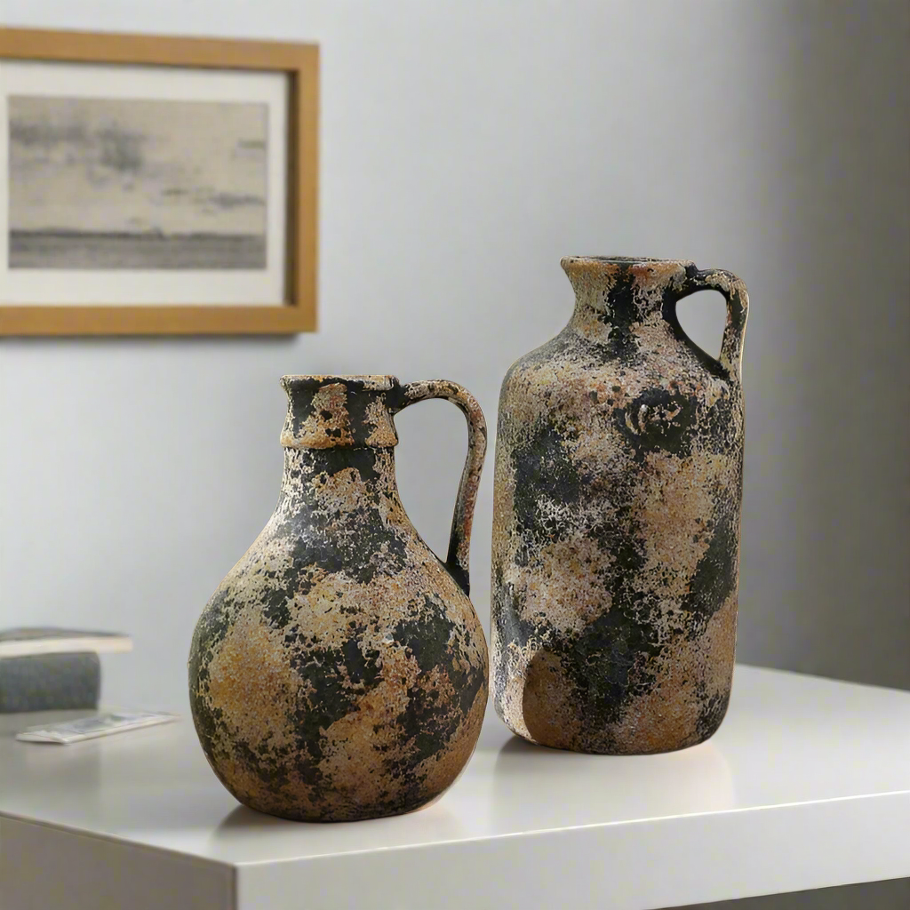 PatinaPotter Post-modern Aged Ceramic Vessel for Rustic Displays