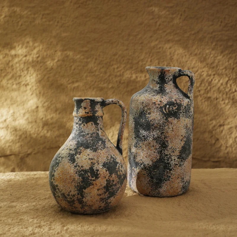 PatinaPotter Post-modern Aged Ceramic Vessel for Rustic Displays