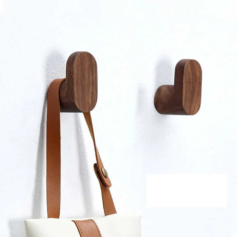 WoodWise 4-Hook Wooden Organizer for Keys, Coats, and Kitchen Accessories (Set of Four)