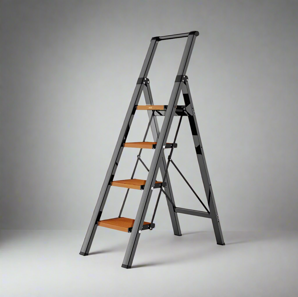 StepMate 4-Step Folding Ladder with Wide Anti-Slip Pedals and Handgrip